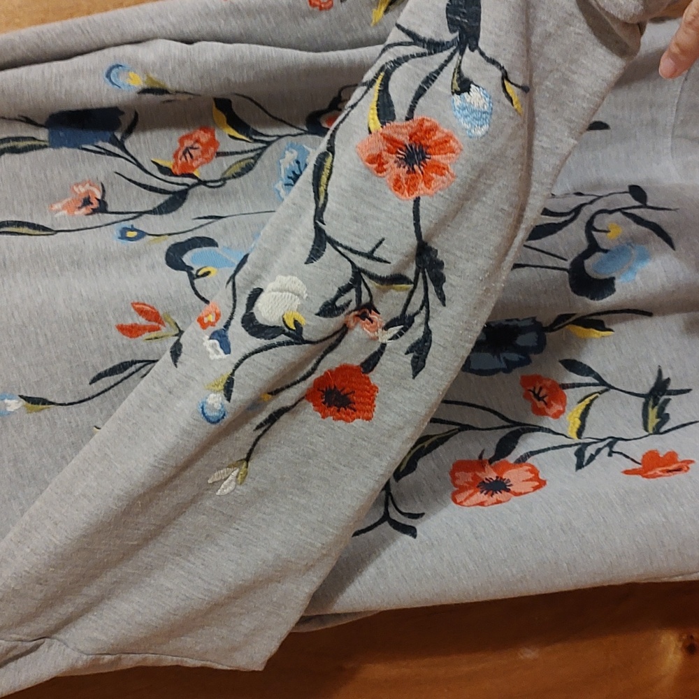 Sundry Gray Floral Embroidered Sweatshirt - Picture 5 of 13